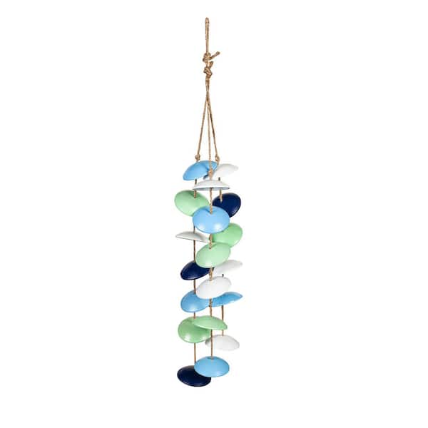 26 in. Cast Aluminum Metal Multi Colored Wind Chime with Jute Rope