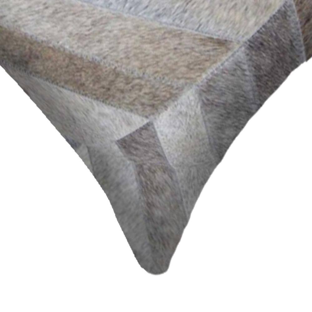 Gray Chevron Cowhide Throw Pillow with Cotton Backing