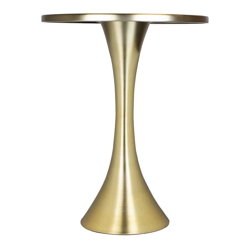 Lenuxe 19 in. Brushed Nickel Round Metal End Table - thumbnail 3