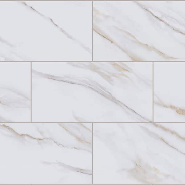 Camrose Carrara 22 MIL x 11.9 in. W x 23.8 in. L Click Lock Waterproof Vinyl Tile Flooring (17.7 sq. ft./Case)
