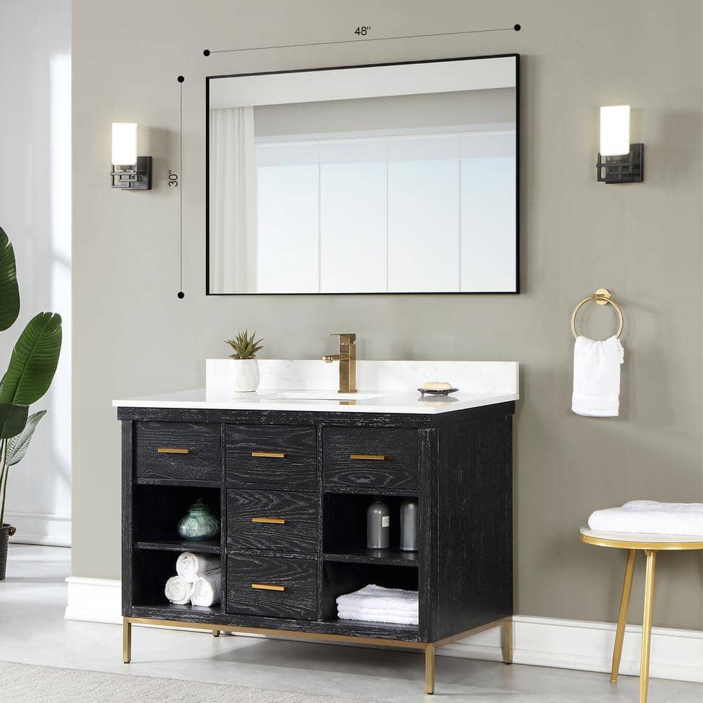 Elegant 48" Silver and Gold Aluminum Bathroom Vanity Mirror