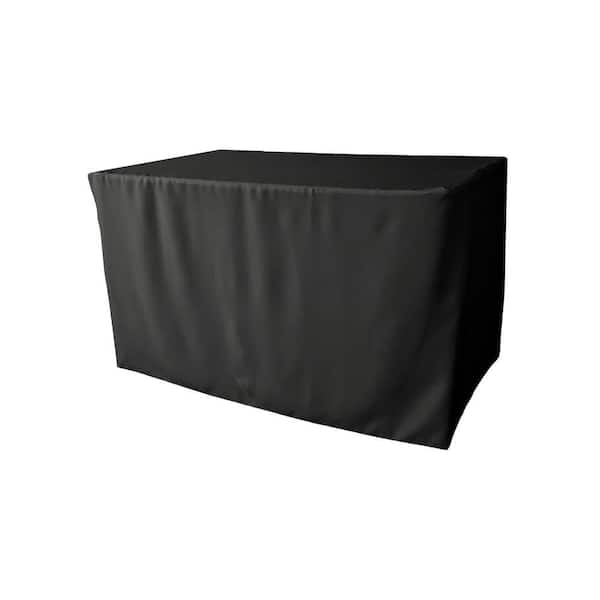 48 in. L x 24 in. W x 30 in. H Black Polyester Poplin Fitted Tablecloth