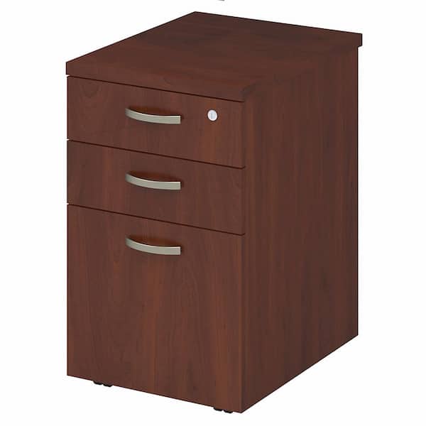 Bush Furniture Office in. an Hour 3-Drawer Hansen Cherry Engineered Wood 15.98 in. W Mobile Vertical File Cabinet