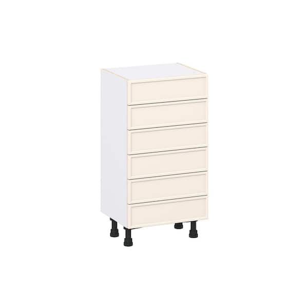 Fairview 18 in. Wx14 in. D x 34.5 in. H Assembled Slim Shaker Drawer Base Kitchen Cabinet in Washed Linen with 6-Drawers