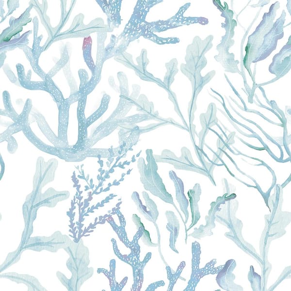 Aqua Coral Reef Vinyl Peel and Stick Wallpaper Roll (Covers 28 sq. ft.)
