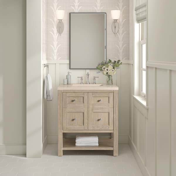Breckenridge 29.88 in. W x 23.38 in. D x 33.0 in. H Single Bath Vanity Cabinet Without Top in Whitewashed Oak
