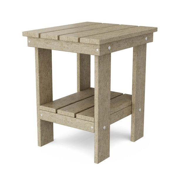 Freedom Weathered Wood HDPE Plastic Outdoor Side Table