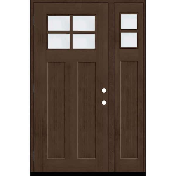 Steves & Sons Regency 51 in. x 80 in. RHOS 4L-1/4Toplite Clear Glass Hickory Stain Fir Grain Fiberglass Prehung Front Door w/12 in. SL