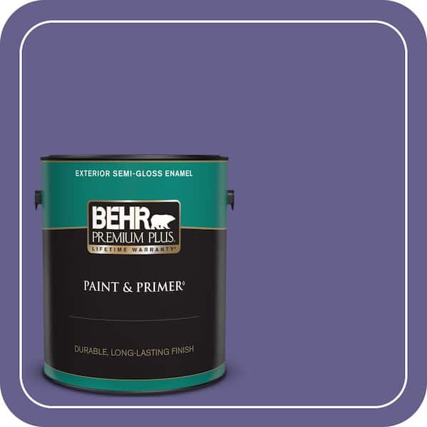 BEHR PREMIUM PLUS 1 gal. #S-G-630 Majestic Purple Semi-Gloss Enamel Exterior Paint & Primer