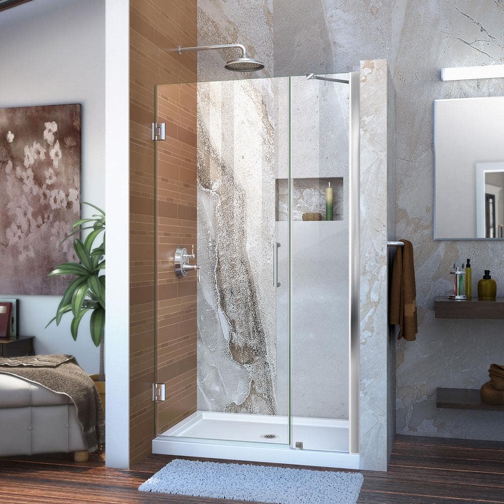 Unidoor 43" Frameless Hinged Shower Door with ClearMax Technology