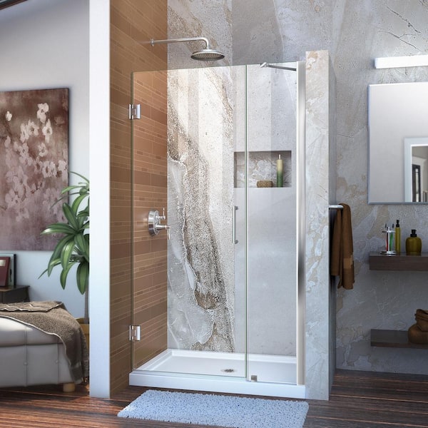 DreamLine Unidoor 42 to 43 in. x 72 in. Frameless Hinged Shower Door in Chrome