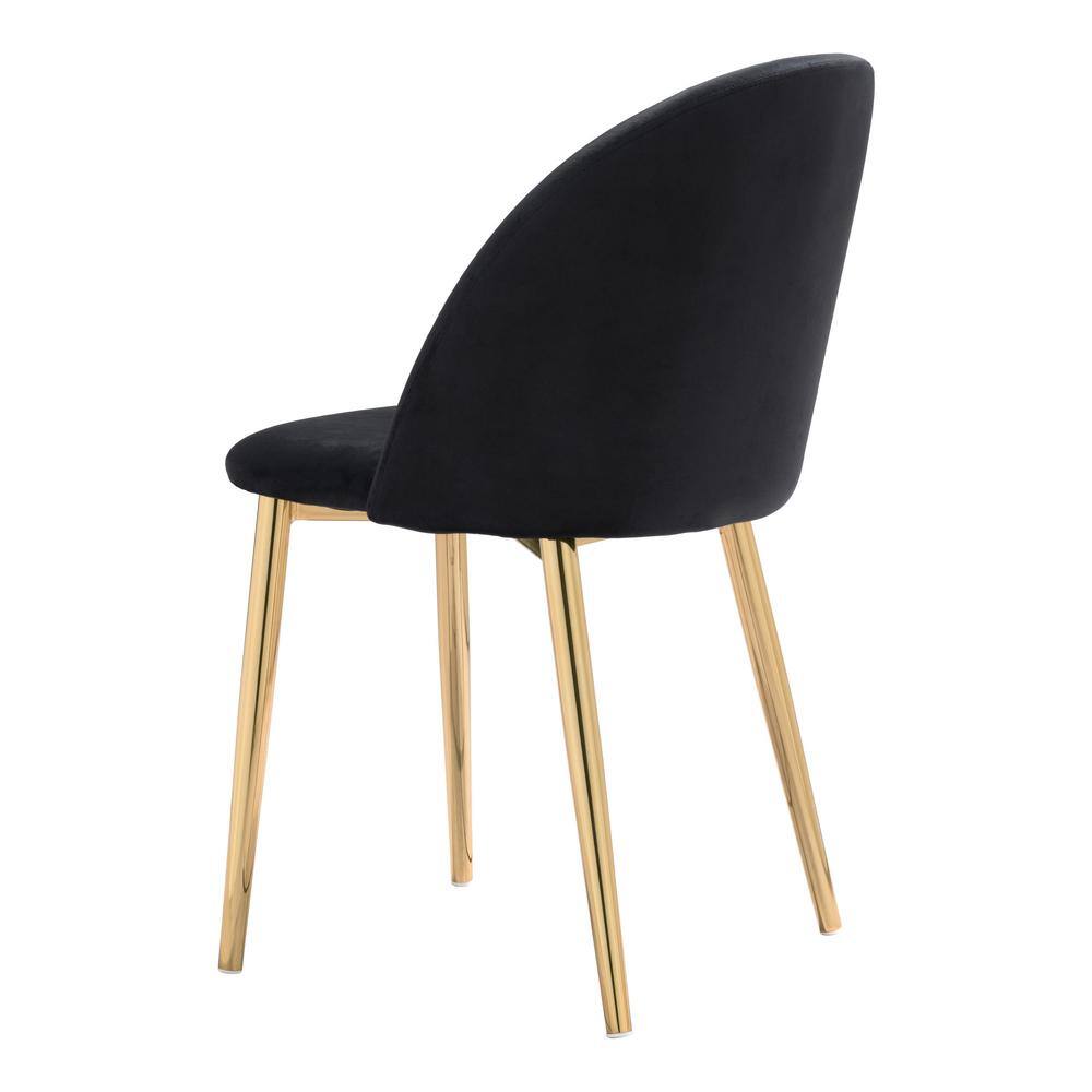 Black Upholstered Metal and Wood Side Chairs, Set of 2