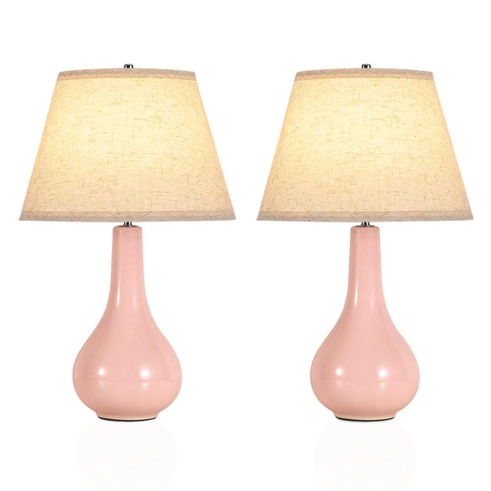 18.1 in. Pink Contemporary Ceramic Table Lamp for Bedroom & Living Room with Beige Linen Shade price history on PriceWatchPro
