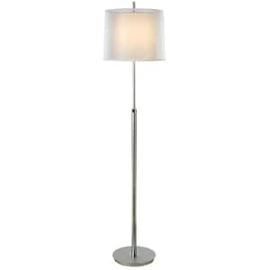 62 in. Beige and Silver Traditional Shaped Standard Floor Lamp With White Empire Shade