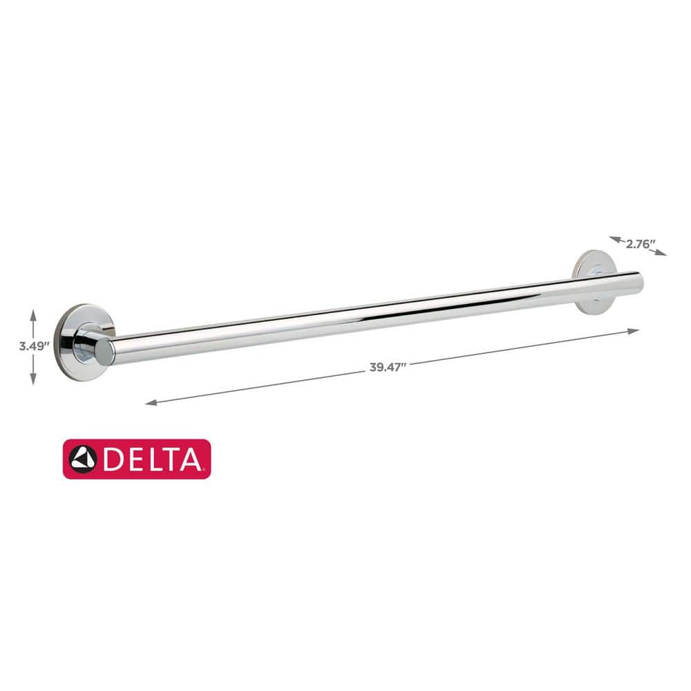 40" Polished Chrome Stainless Steel Wall Mounted Grab Bar Set