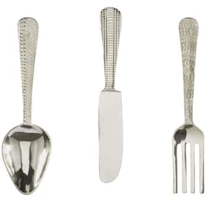 Aluminum Silver Knife, Spoon and Fork Utensils Wall Decor (Set of 3)