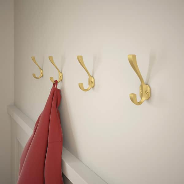 Franklin Brass Napier 4-3/4 in. H, Zinc 35 lb. Load Capacity Classic Coat  and Hat Wall Hooks, Modern Gold (4-Pack) B47254K-117-C - The Home Depot