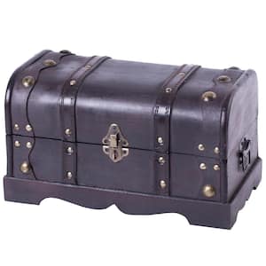 12 in. x 6.8 in. x 6.8 in. Wooden Small Pirate Style Treasure Chest