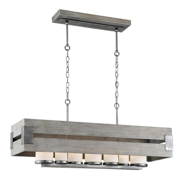 Home Decorators Collection Ackwood 7, Rectangle Wood And Metal Chandelier