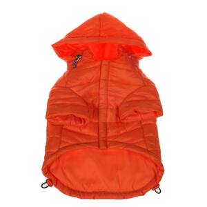 Small Burst Orange Lightweight Adjustable Sporty Avalanche Dog Coat with Removable Pop Out Collared Hood