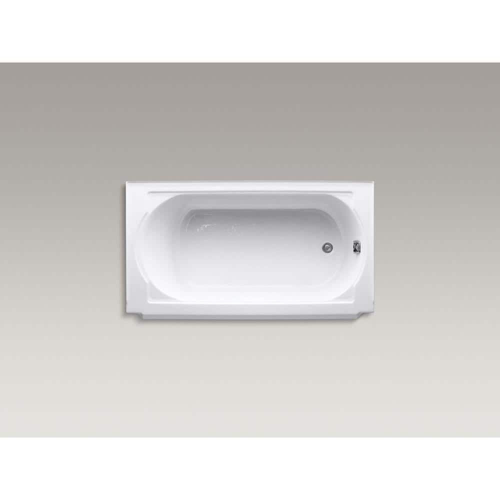 White Cast Iron Alcove Soaking Bathtub with Slip-Resistant Bottom