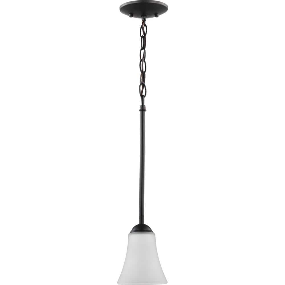 Antique Bronze Mini Pendant with Etched Glass Shade
