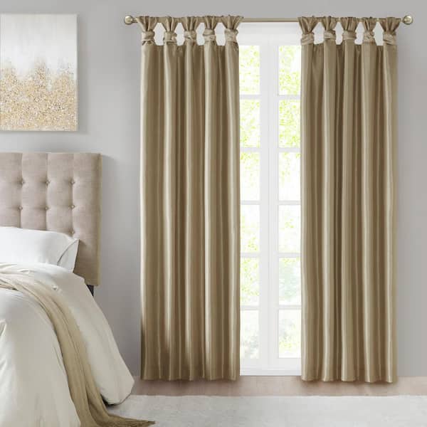 Madison Park Natalie Bronze Polyester 50 in. W x 95 in. L Twist Tab Total Blackout Curtain (Single Panel)