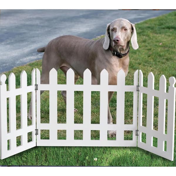 Folding White Picket Fence Free Standing Pet 19 H x 42