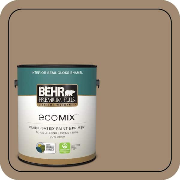 1 gal. #700D-5 Toffee Crunch Semi-Gloss Enamel EcoMix Plant-Based Interior Paint & Primer