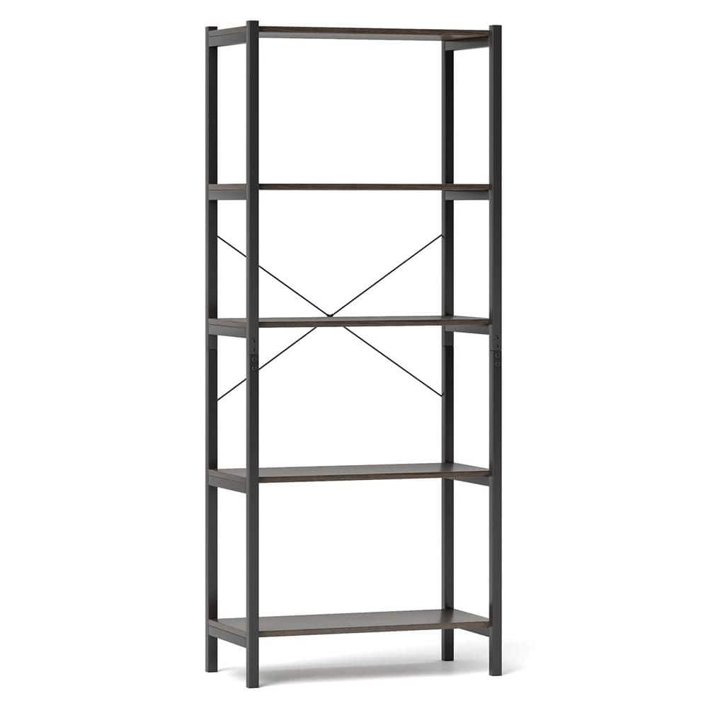 Costway 14 in. Wide 63 in. H Grey 5-Tier Rustic Industrial