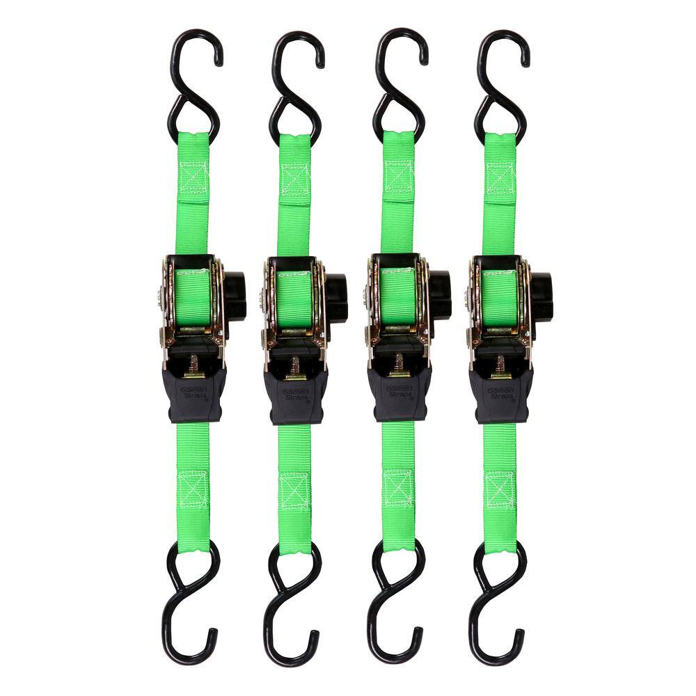 6 ft. x 1 in. Green Retractable Ratchet Tie Down Straps with 500 lb. Safe Work Load - 4 pack price history on PriceWatchPro