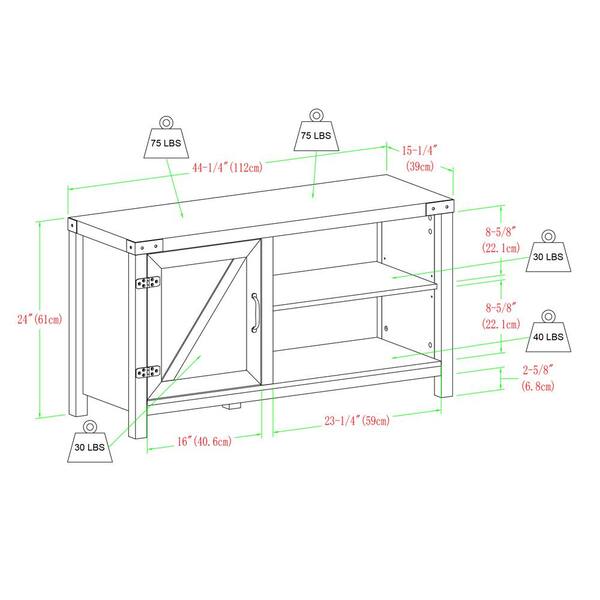 Walker Edison Furniture Company 44 In Brushed White Wood And Metal Accent Mini Farmhouse Barn Door Tv Stand Max Size 50 Hd8849 Walker Edison Furniture Company 44 In, What Size Table For 50 Inch Tv