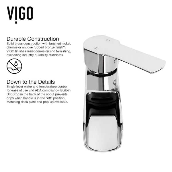 VIGO Niko Single Handle Single-Hole Bathroom Vessel Faucet in
