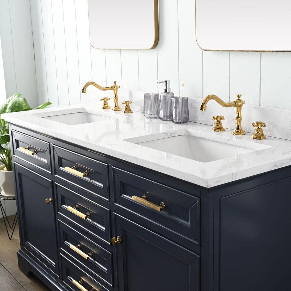 Indigo Blue Double Vanity with Carrara White Top