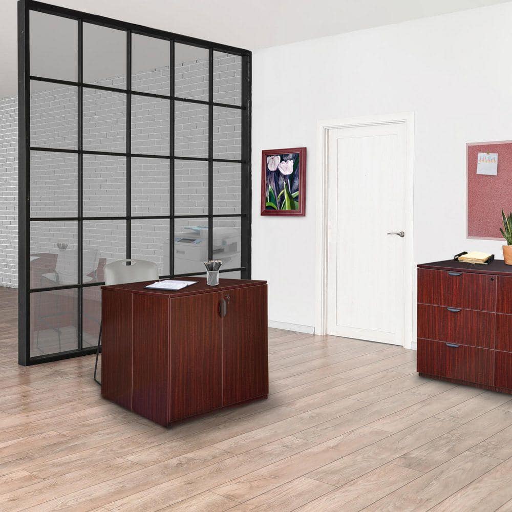Legacy 36 in. Mahogany Stand Up Back to Back Storage Cabinet/ Desk