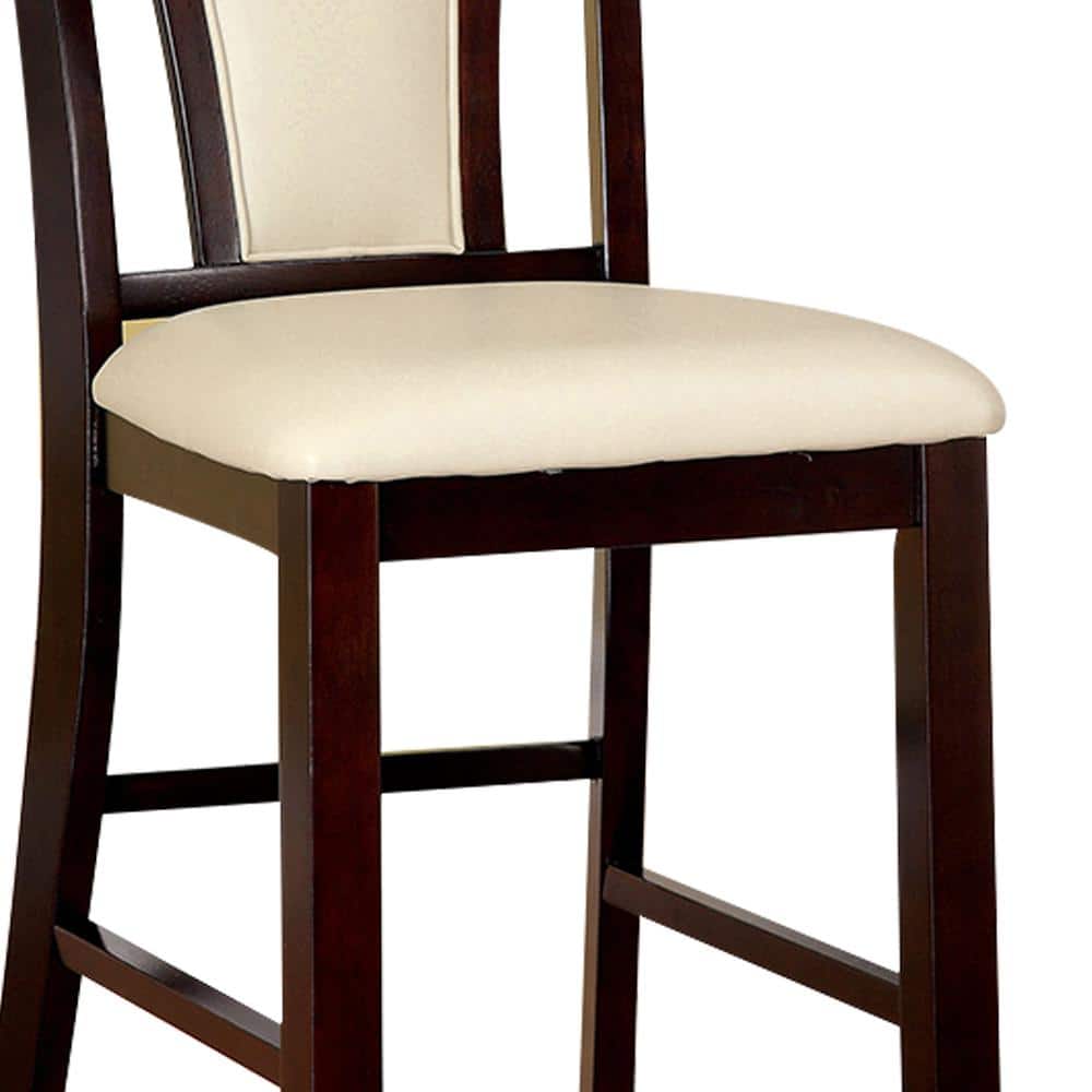Transitional Brentwood 22'' Brown and Cream Leather Counter Stool