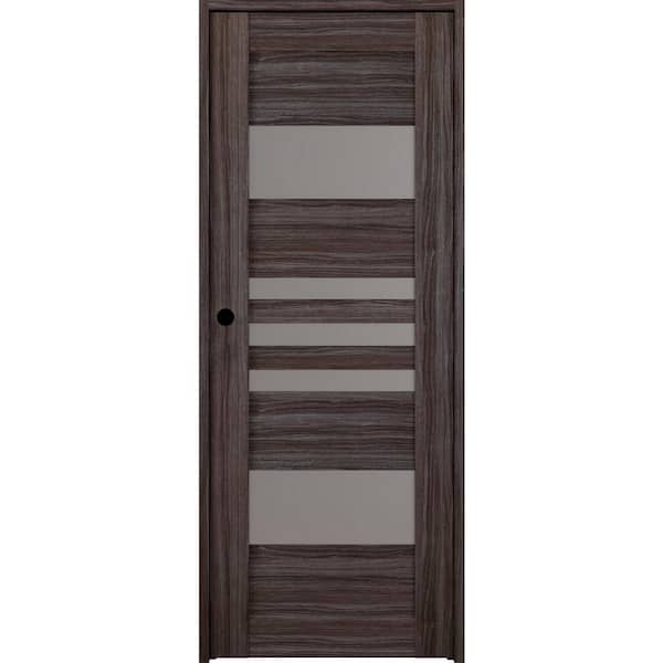 Belldinni Leti 32 in. x 83.25 in. Right-Hand Frosted Glass Gray Oak Solid Core Wood Composite Single Prehung Interior Door