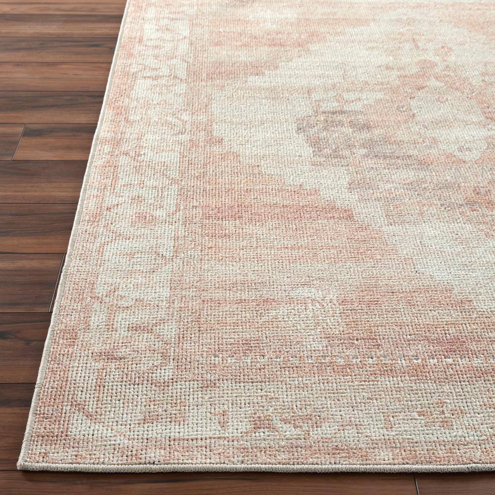 Ivory and Blush Hand-Knotted Wool Area Rug