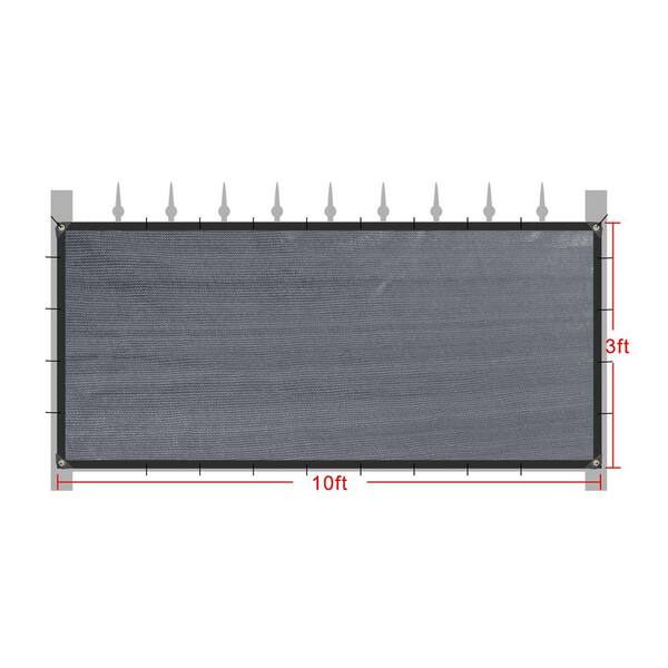 Unifirm Edge Reinforced Grommets-Free Privacy Fence Screen 90% Blockage Gazebo Backyard Shade Cover 3 ft. x 10 ft. Gray