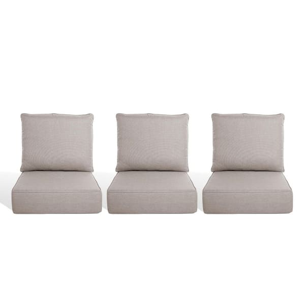 PlushCore 22 in. x 24 in. x 6 in. 6-Piece Deep Seating Outdoor Couch Thick Cushion Set in Beige (3-Set)