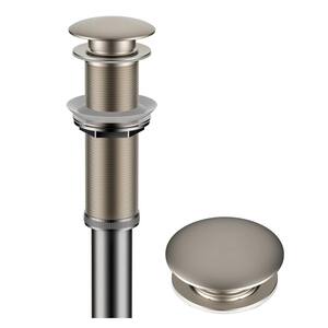 LUXIER 1-5/8 in. Brass Bathroom and Vessel Sink Push Pop-Up Drain Stopper  With Overflow in Brushed Nickel DS02-TB - The Home Depot