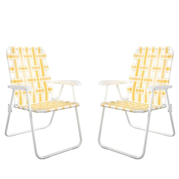 Novogratz Poolside Gossip, Priscilla Steel Folding Chairs Yellow (2-Pack)