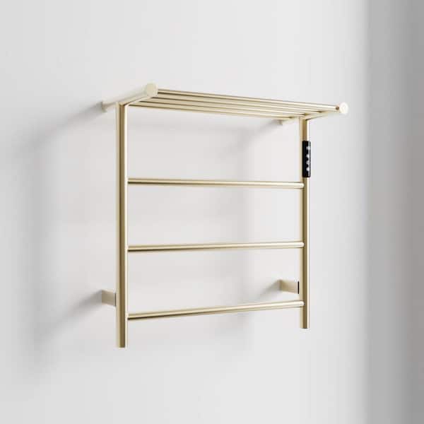 4-Bar Plug-In and Hardwire Towel Warmer in Brushed Gold