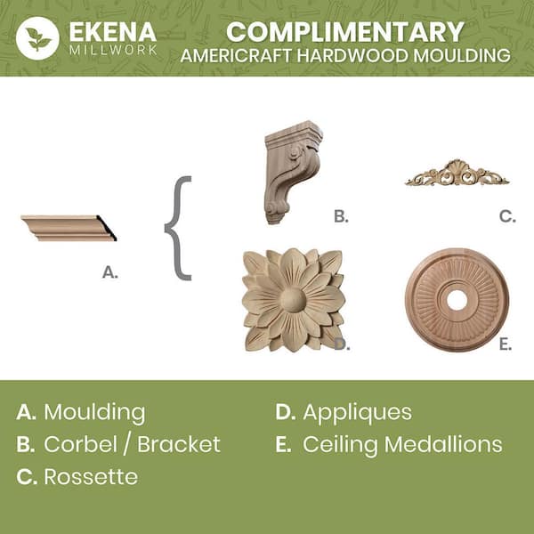 Ekena Millwork WM887 0.38 in. D x 1.25 in. W x 6 in. L Wood