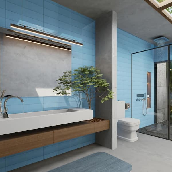 Piscina Brick Glossy Blue with BioTech 4-3/4 in. x 9-5/8 in. Porcelain Floor and Wall Tile (11.22 sq. ft. /Case)
