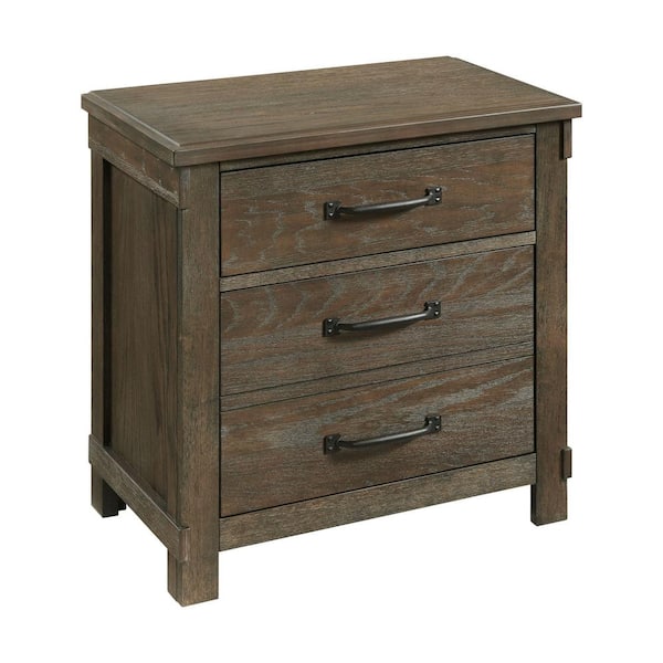 Jack Walnut 3-Drawer 28 in. Wide Nightstand
