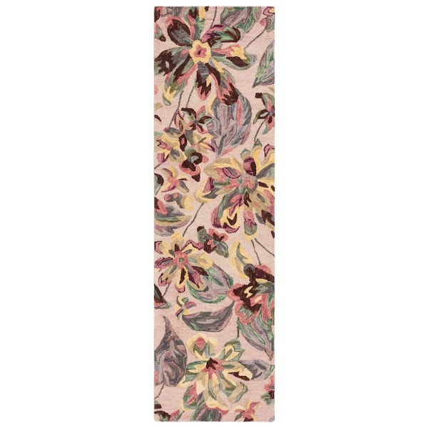Blossom 2 ft. x 8 ft. Pink/Gold Floral Oversized Runner Rug