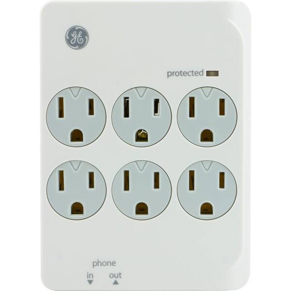 GE 6-Outlet 1200 Joule Surge Protector - White