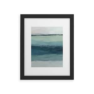 Rachel Elise Seafoam Green Mint Navy Blue Ocean Framed Abstract Art Print 24inX36 in.