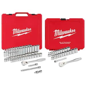 3/8 in. and 1/4 in. Drive SAE/Metric Ratchet/Socket Mechanics Tool Set (81-Piece)